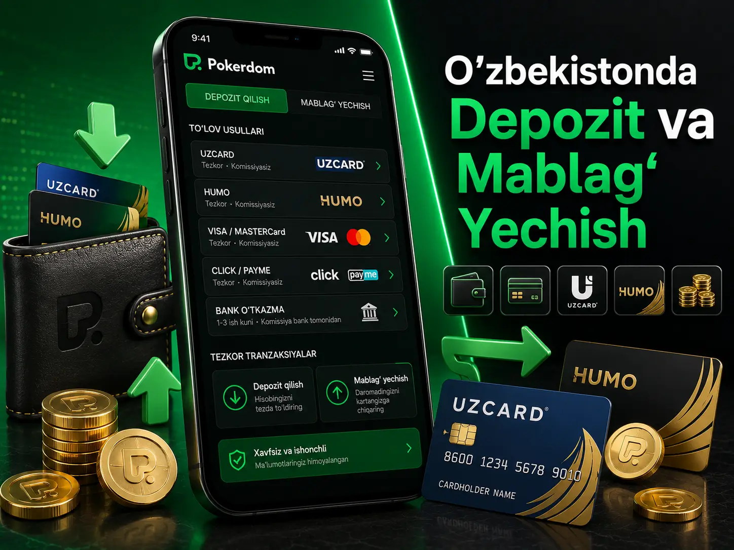 O'zbekistonda depozit va pul yechish